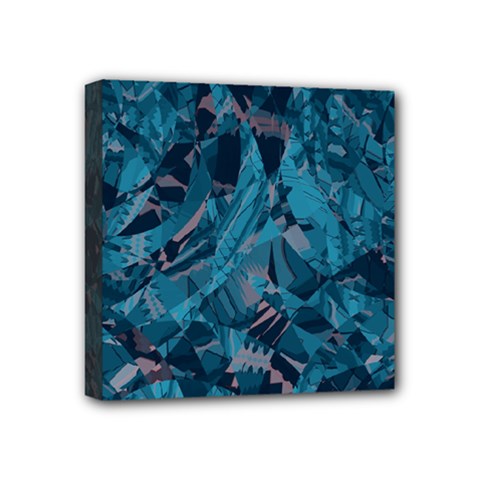 Boho Cerulean Blue Mosaic Mini Canvas 4  x 4  (Stretched)