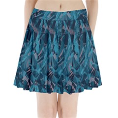 Boho Cerulean Blue Mosaic Pleated Mini Skirt