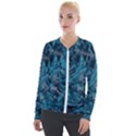 Boho Cerulean Blue Mosaic Velour Zip Up Jacket View1