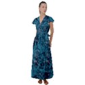 Boho Cerulean Blue Mosaic Flutter Sleeve Maxi Dress View1