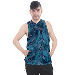 Boho Cerulean Blue Mosaic Men s Sleeveless Hoodie