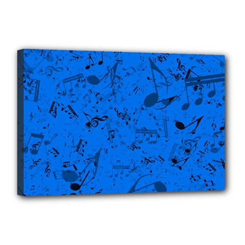 Cornflower Blue Music Notes Canvas 18  X 12  (stretched) by SpinnyChairDesigns