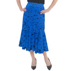 Cornflower Blue Music Notes Midi Mermaid Skirt by SpinnyChairDesigns