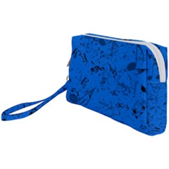 Cornflower Blue Music Notes Wristlet Pouch Bag (small) by SpinnyChairDesigns