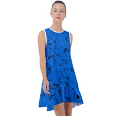 Cornflower Blue Music Notes Frill Swing Dress by SpinnyChairDesigns