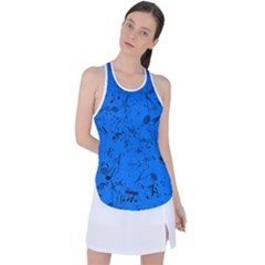 Cornflower Blue Music Notes Racer Back Mesh Tank Top by SpinnyChairDesigns