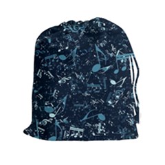 Prussian Blue Music Notes Drawstring Pouch (2xl) by SpinnyChairDesigns