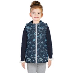 Prussian Blue Music Notes Kids  Hooded Puffer Vest by SpinnyChairDesigns