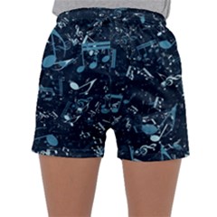 Prussian Blue Music Notes Sleepwear Shorts by SpinnyChairDesigns