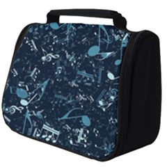 Prussian Blue Music Notes Full Print Travel Pouch (big) by SpinnyChairDesigns