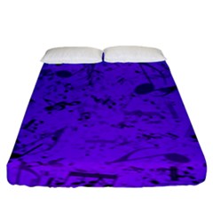 Electric Indigo Music Notes Fitted Sheet (king Size) by SpinnyChairDesigns