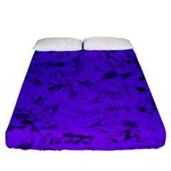 Electric Indigo Music Notes Fitted Sheet (california King Size) by SpinnyChairDesigns