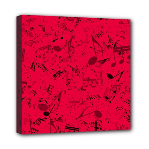 Scarlet Red Music Notes Mini Canvas 8  X 8  (stretched)