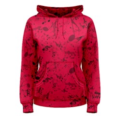 Scarlet Red Music Notes Women s Pullover Hoodie by SpinnyChairDesigns