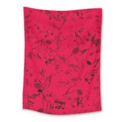 Scarlet Red Music Notes Medium Tapestry by SpinnyChairDesigns