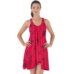 Scarlet Red Music Notes Show Some Back Chiffon Dress by SpinnyChairDesigns
