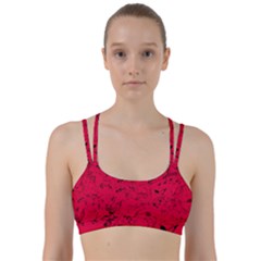 Scarlet Red Music Notes Line Them Up Sports Bra by SpinnyChairDesigns