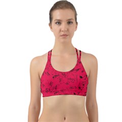 Scarlet Red Music Notes Back Web Sports Bra by SpinnyChairDesigns
