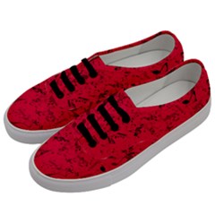 Scarlet Red Music Notes Men s Classic Low Top Sneakers by SpinnyChairDesigns