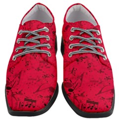 Scarlet Red Music Notes Women Heeled Oxford Shoes by SpinnyChairDesigns