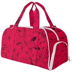 Scarlet Red Music Notes Burner Gym Duffel Bag by SpinnyChairDesigns