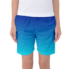 Aqua Blue And Indigo Ombre Women s Basketball Shorts by SpinnyChairDesigns