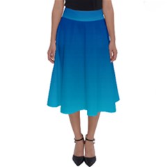 Aqua Blue And Indigo Ombre Perfect Length Midi Skirt by SpinnyChairDesigns