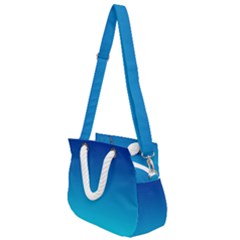 Aqua Blue And Indigo Ombre Rope Handles Shoulder Strap Bag by SpinnyChairDesigns