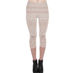 Boho Tan Lace Capri Leggings  by SpinnyChairDesigns