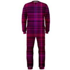 Fuchsia Madras Plaid Onepiece Jumpsuit (men)  by SpinnyChairDesigns