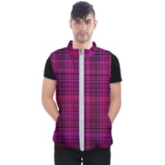 Fuchsia Madras Plaid Men s Puffer Vest by SpinnyChairDesigns