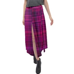 Fuchsia Madras Plaid Velour Split Maxi Skirt by SpinnyChairDesigns