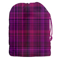 Fuchsia Madras Plaid Drawstring Pouch (3xl) by SpinnyChairDesigns