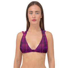 Fuchsia Madras Plaid Double Strap Halter Bikini Top by SpinnyChairDesigns