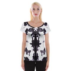 Rorschach Inkblot Pattern Cap Sleeve Top by SpinnyChairDesigns