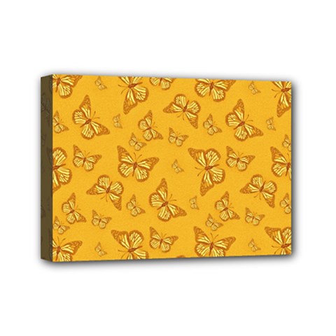 Mustard Yellow Monarch Butterflies Mini Canvas 7  X 5  (stretched) by SpinnyChairDesigns