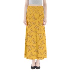 Mustard Yellow Monarch Butterflies Full Length Maxi Skirt by SpinnyChairDesigns