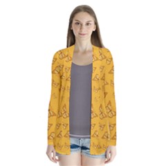 Mustard Yellow Monarch Butterflies Drape Collar Cardigan by SpinnyChairDesigns