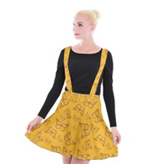 Mustard Yellow Monarch Butterflies Suspender Skater Skirt by SpinnyChairDesigns