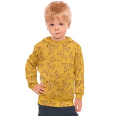 Mustard Yellow Monarch Butterflies Kids  Hooded Pullover by SpinnyChairDesigns