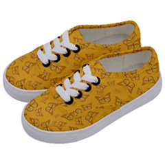 Mustard Yellow Monarch Butterflies Kids  Classic Low Top Sneakers by SpinnyChairDesigns