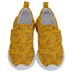 Mustard Yellow Monarch Butterflies Kids  Velcro No Lace Shoes by SpinnyChairDesigns