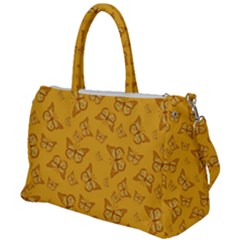 Mustard Yellow Monarch Butterflies Duffel Travel Bag by SpinnyChairDesigns