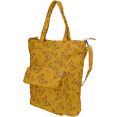 Mustard Yellow Monarch Butterflies Shoulder Tote Bag by SpinnyChairDesigns