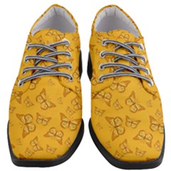 Mustard Yellow Monarch Butterflies Women Heeled Oxford Shoes by SpinnyChairDesigns
