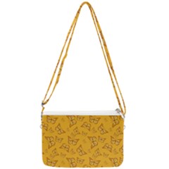 Mustard Yellow Monarch Butterflies Double Gusset Crossbody Bag by SpinnyChairDesigns