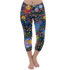 Abstract Paint Splatters Capri Winter Leggings  by SpinnyChairDesigns