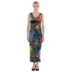 Abstract Paint Splatters Fitted Maxi Dress by SpinnyChairDesigns