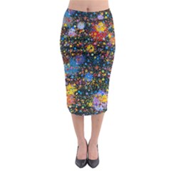 Abstract Paint Splatters Midi Pencil Skirt by SpinnyChairDesigns