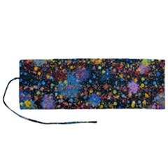 Abstract Paint Splatters Roll Up Canvas Pencil Holder (m) by SpinnyChairDesigns